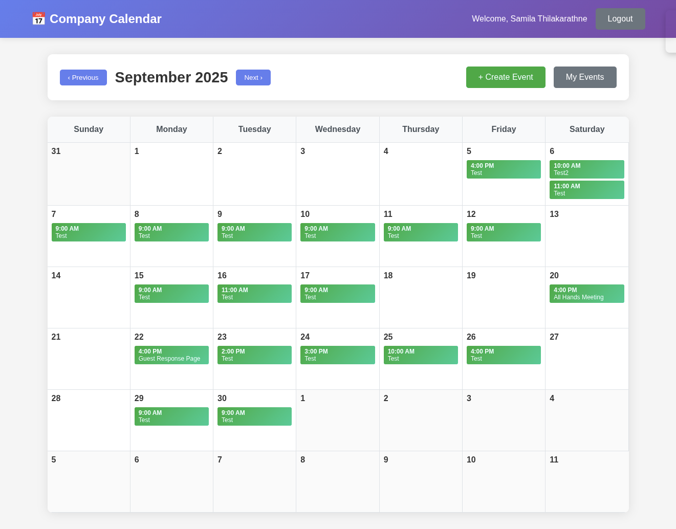 Organizational Calendar